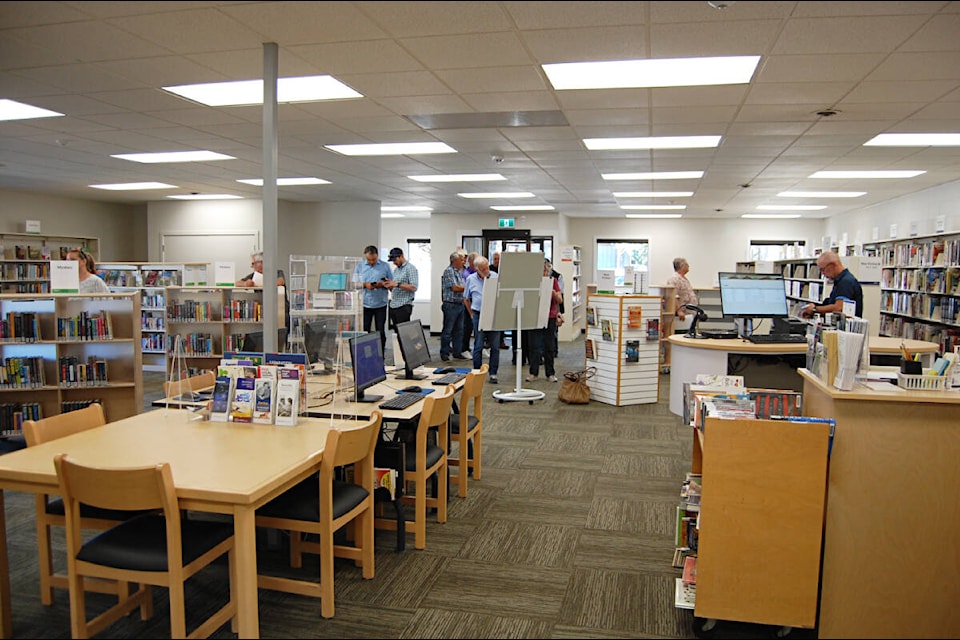 The newly-renovated Ashcroft Library had a soft reopening on Aug. 17, giving patrons an opportunity to see what’s new. (pictured) Looking from the back of the library towards the front door. (Photo credit: Barbara Roden)