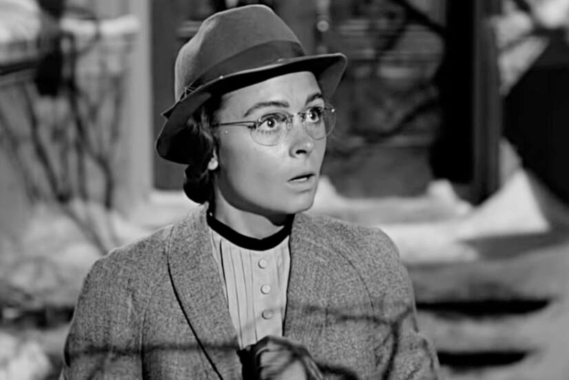 One librarian: Donna Reed as the alternative reality Mary Bailey — a spinster librarian — in It’s a Wonderful Life . (Photo credit: YouTube)