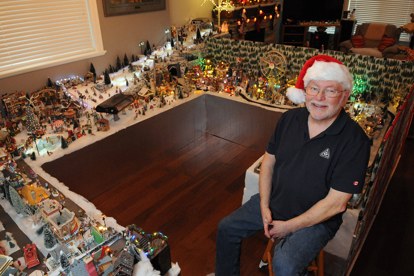 Terry Campbells display of Christmas miniatures takes up the entire dining room of his Chilliwack home. He started the display in 2007 but it has been more challenging for him lately as hes been legally blind since 2018. (Jenna Hauck/ Chilliwack Progress)