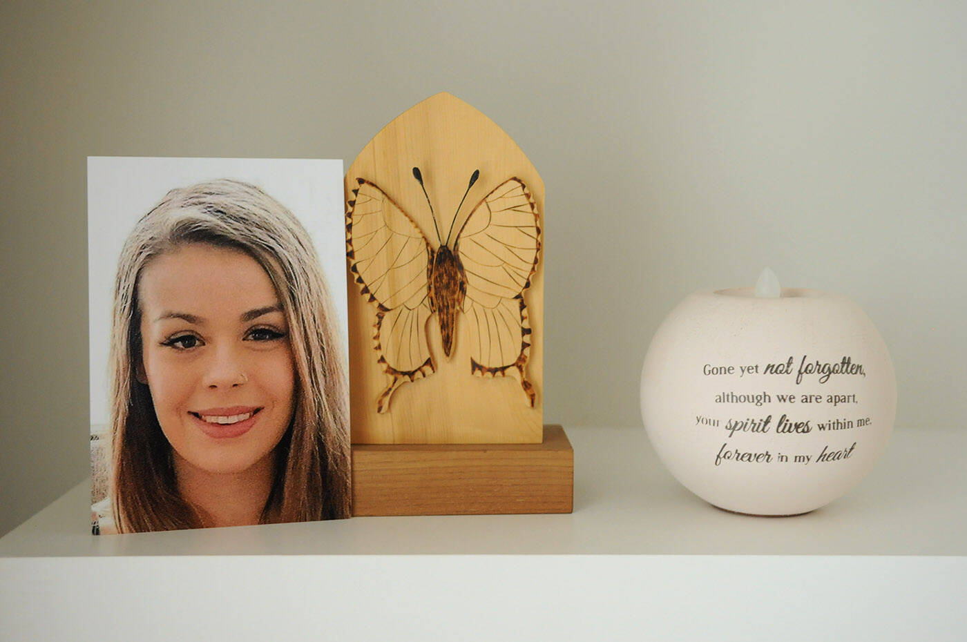 A photo of Shaelene Bell is seen in her mother Alina Durhams home on Jan. 12, 2023. Bell went missing on Jan. 30, 2021 and her body was found on June 2, 2021 in the Fraser River near Coquitlam. Durham has been trying for 18 months to get Shaelenes Missing Adult Alert in place, but nothing has happened. (Jenna Hauck/ Chilliwack Progress)