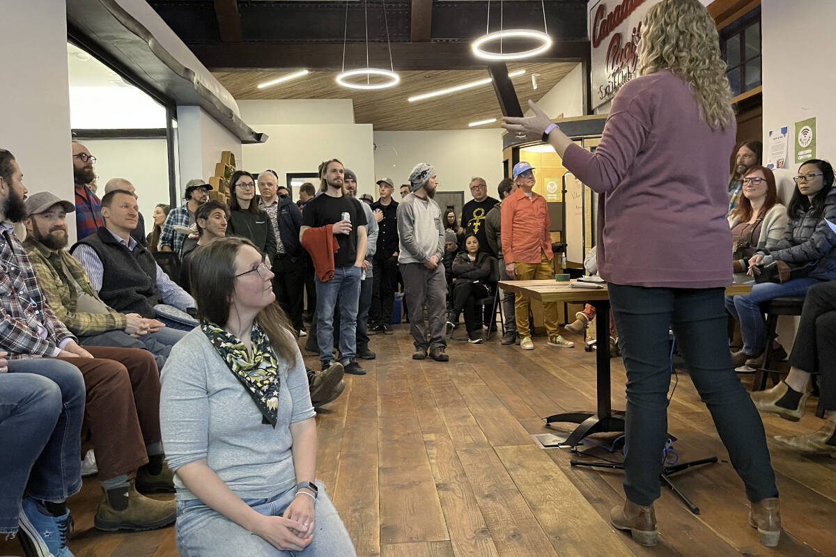 Practitioners, enthusiasts, advocates and skeptics gathered for presentations on artificial intelligence at the Nelson Innovation Centre on March 29. How to use AI tools, and why they might raise ethical and practical concerns, were among the topics. Photo: Tyler Harper