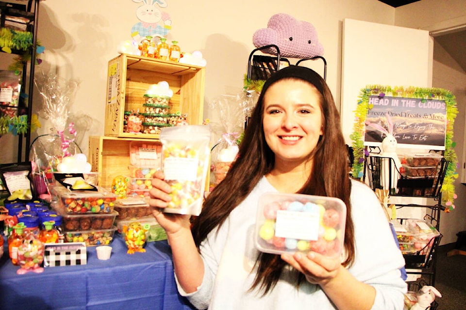 Kayla Joseph is the founder of Head in the Clouds Treats, a new freeze-dried candy company in 100 Mile House. The Lone Butte resident said her candy has a flavour up to five times more intense than regular candy. (Patrick Davies photo - 100 Mile Free Press)