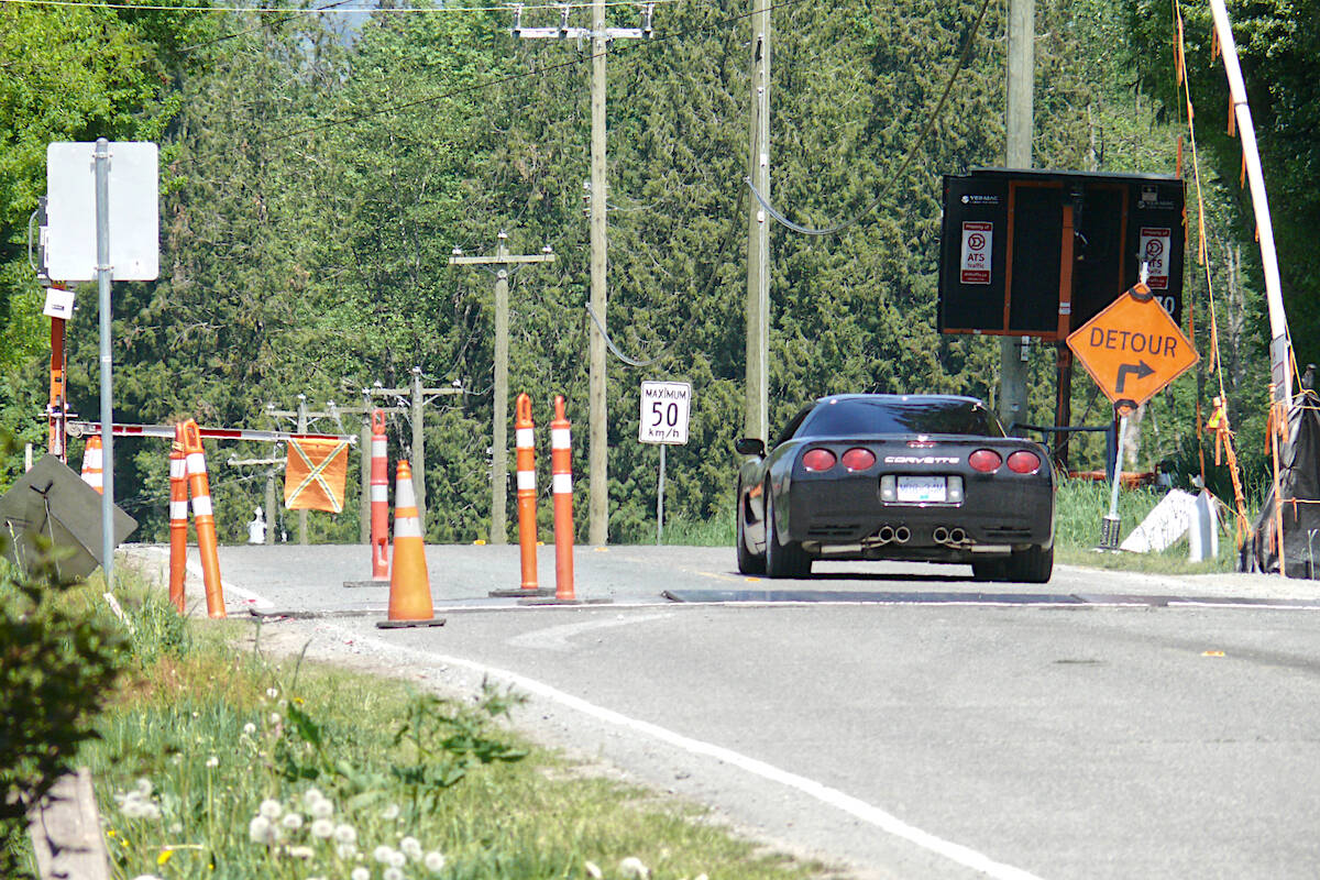 Langley Township Councillor Rob Rindt said there have been two sinkholes in recent weeks next to a Trans Mountain work site, the most recent leading to an announcement that was being limited to a single alternating lane on Sunday, May 14. (Dan Ferguson/Langley Advance Times)