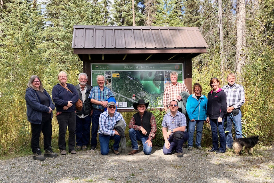 Members of the Cariboo Regional District board of directors explored the Bridge Lake Ice Caves on Sept. 7. (Fiona Grisswell photo - 100 Mile Free Press)