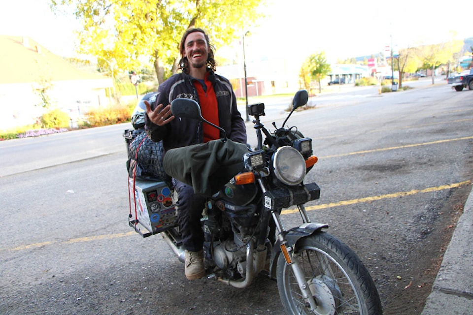 Alejandro Moro has owned his motorcycle La Poderosa Betsy since 2016 and has ridden her across South America, Central America and most recently the Pacific Northwest. (Patrick Davies photo - 100 Mile Free Press)