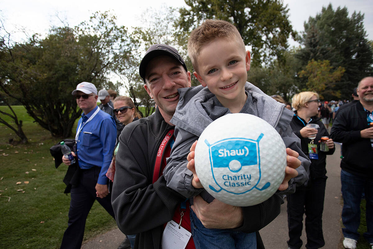A young Shaw Charity Classic fan shows off his giant golf ball in 2018. Todd Korol/Shaw Charity Classic photo
