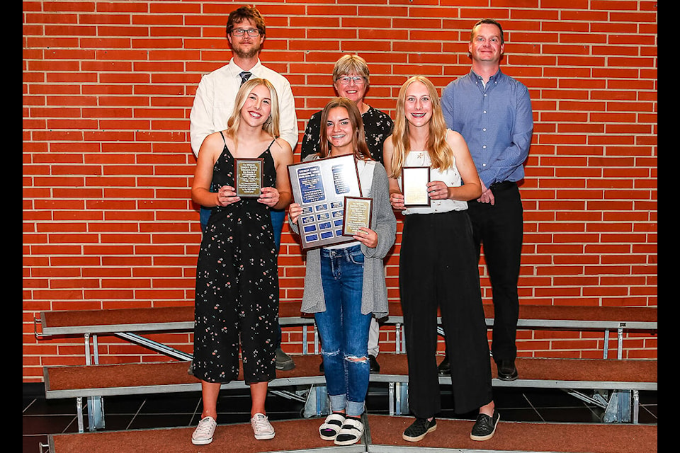 The Stewart Family Excellence Award was presented to Hadley Prehn (Grade 7), Addison Stewart (Grade 8) and Mya Prehn (Grade 9). (Photo submitted)