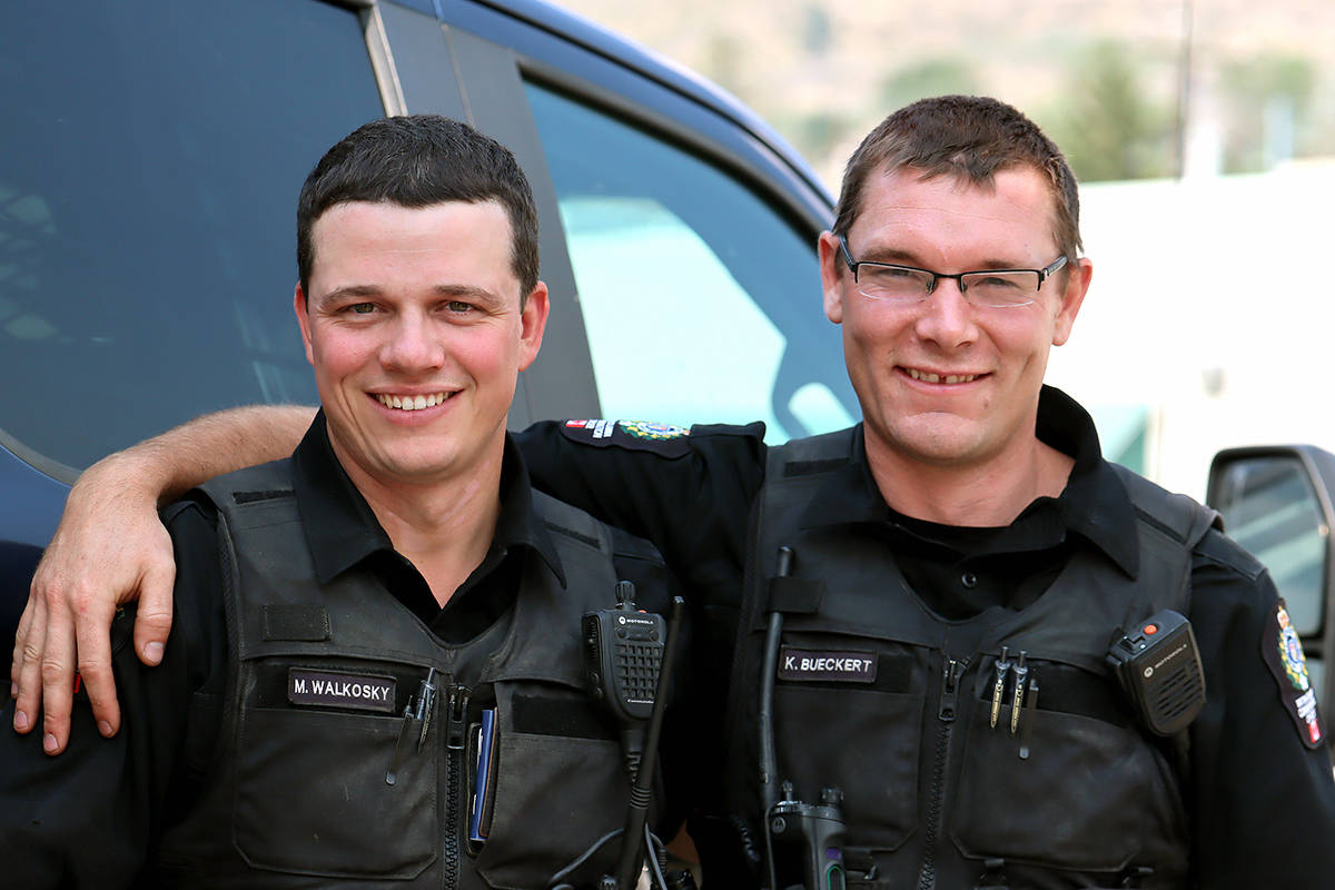 Walkosky (left) poses for a photo with his colleague and friend Kyle Bueckert on Thursday, July 29. Photo: Laurie Tritschler