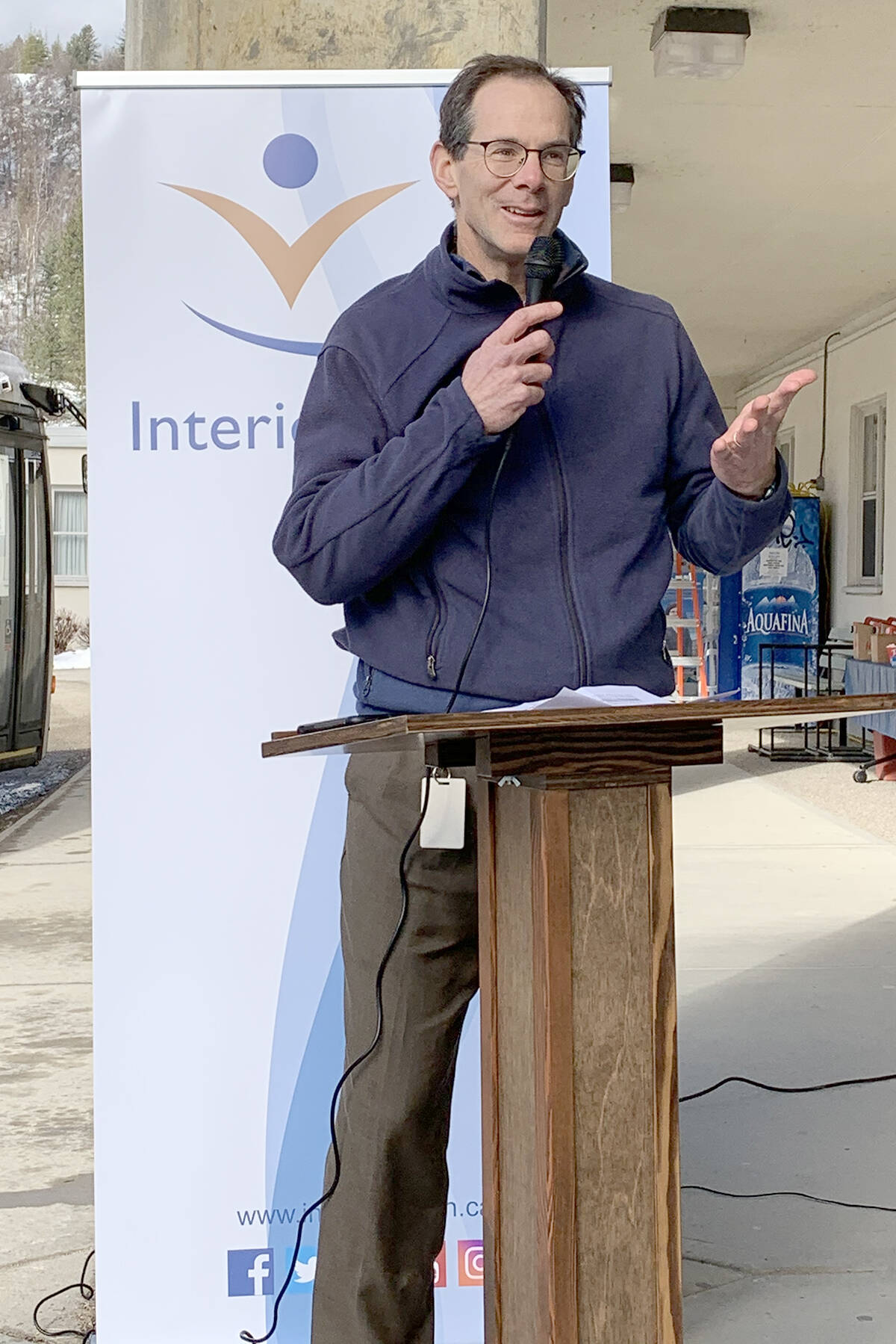 Castlegar doctor David Larocque at the official announcement for the Castlegar Urgent and Primary Care Centre in 2020. Photo: Betsy Kline
