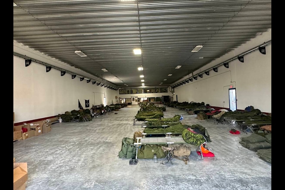 Military members have arrived in Vanderhoof to help firefighters battle wildfires in the area. They have set up base at Vanderhoof Curling Club. (Orlanthia Habsburg/ Omineca Express )