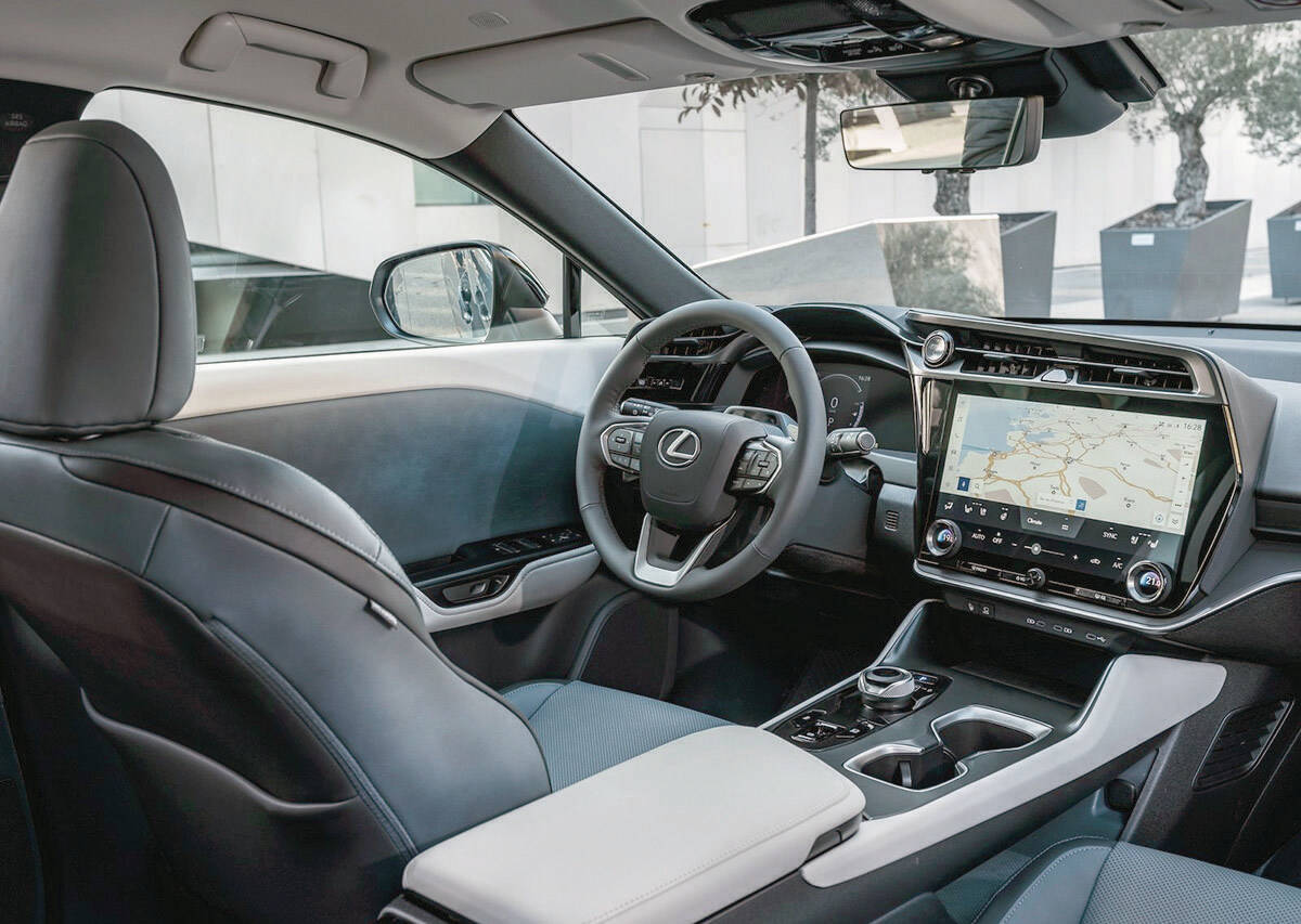The cabin is dominated by a 14-inch touch-screen that oversees the infotainment, navigation and climate functions. A volume knob is positioned below the screen while a larger drive-mode selector is located on the floor console. PHOTO: LEXUS