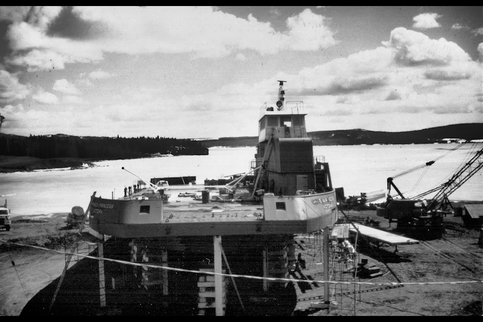The Omineca Princess under construction in Nicholson Bay on Francois Lake, spring 1976.