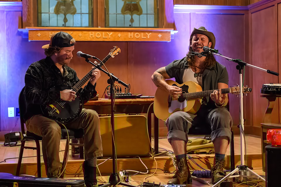 On Saturday, March 29, Dustin Dale Gaspard, right, with Tanner Bingamon performed in  Lake at the Heritage Church, presented by the  Lake Music Society. 