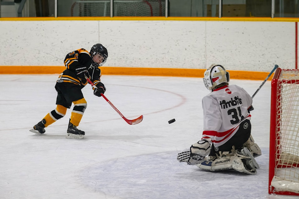  Lake Minor Hockey U9 held a tournament on Feb. 1-2 at the Tom Forsyth Memorial Arena. Other teams attending were Smithers, Houston, Prince George, Fraser Lake and Vanderhoof.  Seen here is the  Lake 1 vs. Vanderhoof 1 game.