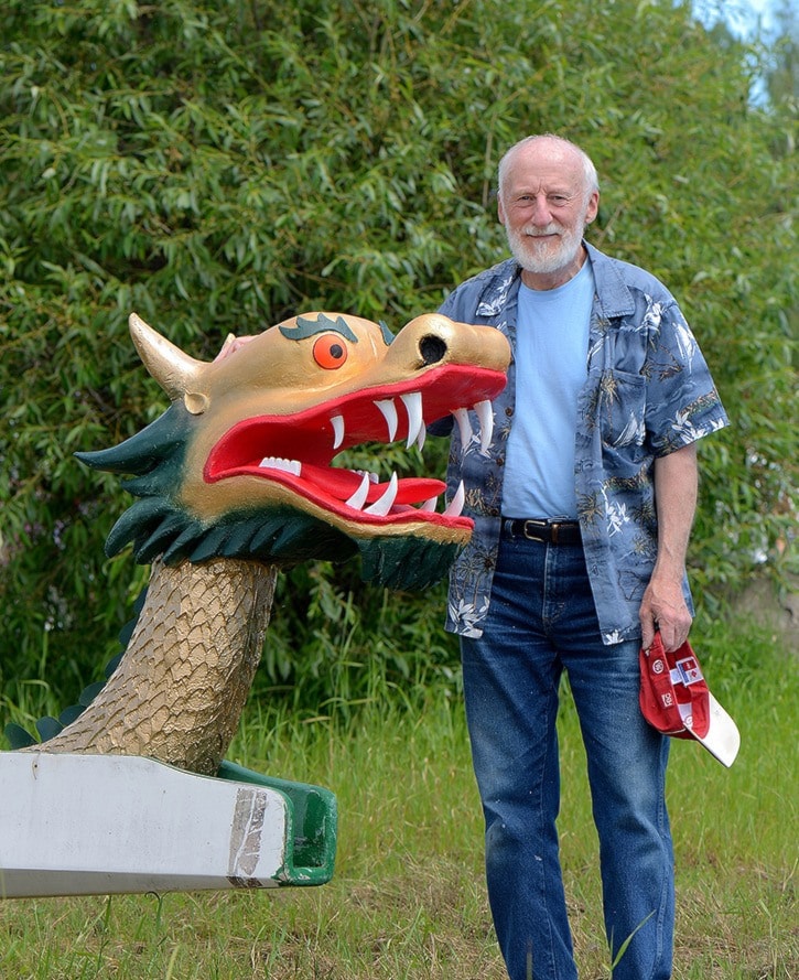 Celebrating Canada Day on true dragon boat with sculpted head