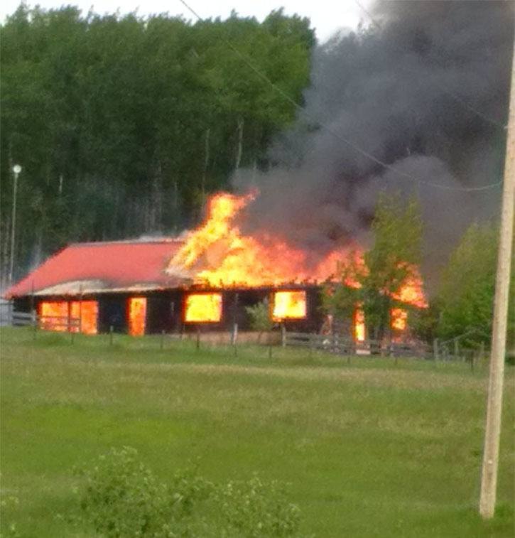 House engulfed by flames