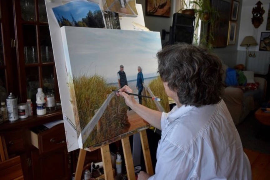 Rene Jaspers painting her in her home studio. (Submitted)