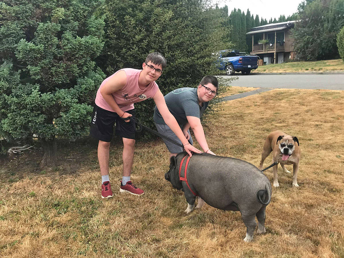 Eli Gagnes sons Xander (left) and Dane along with dog Bella. (Eli Gagne)