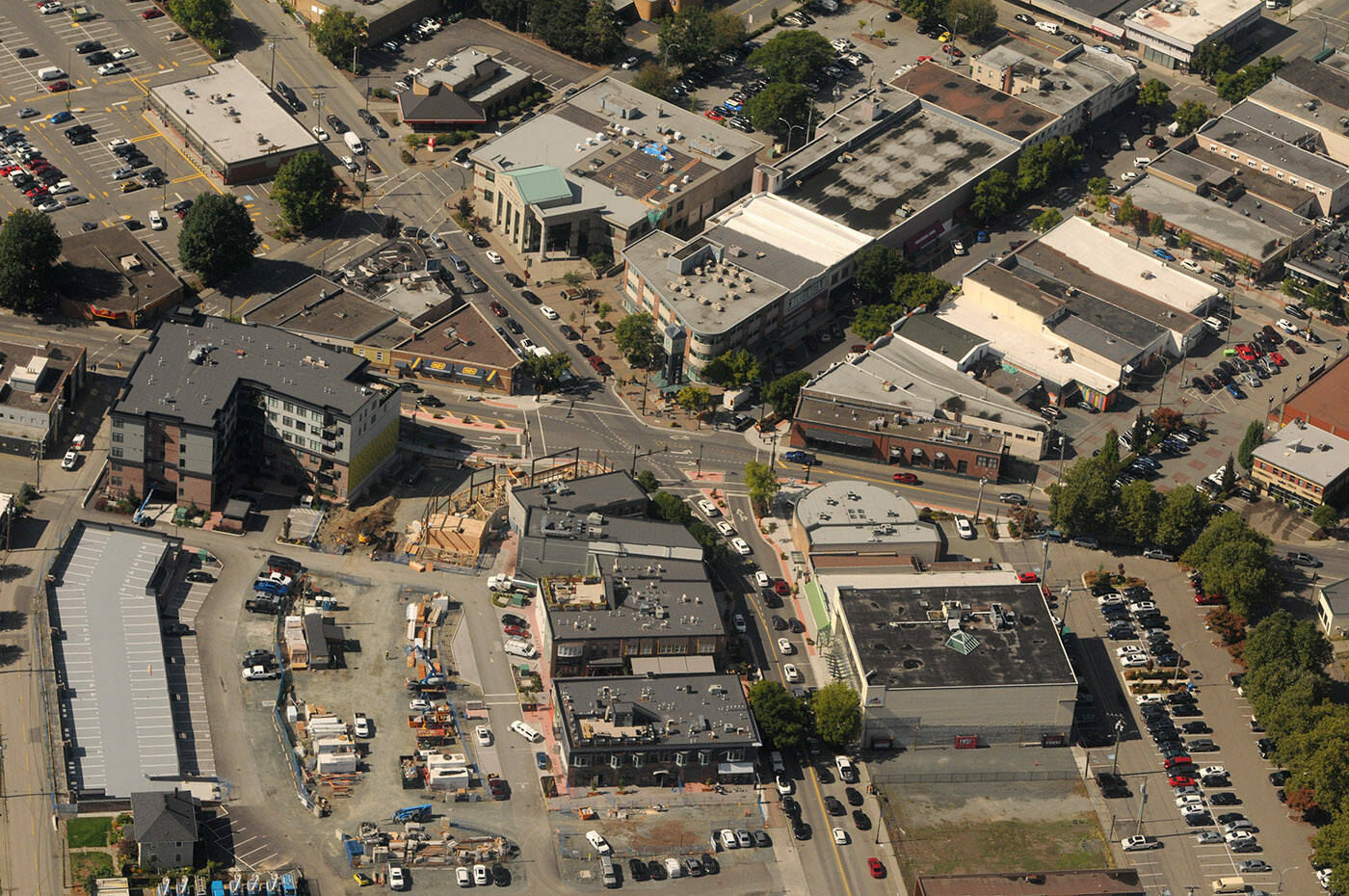 Five Corners looking west on Sept. 9, 2021. (Jenna Hauck/ Chilliwack Progress)
