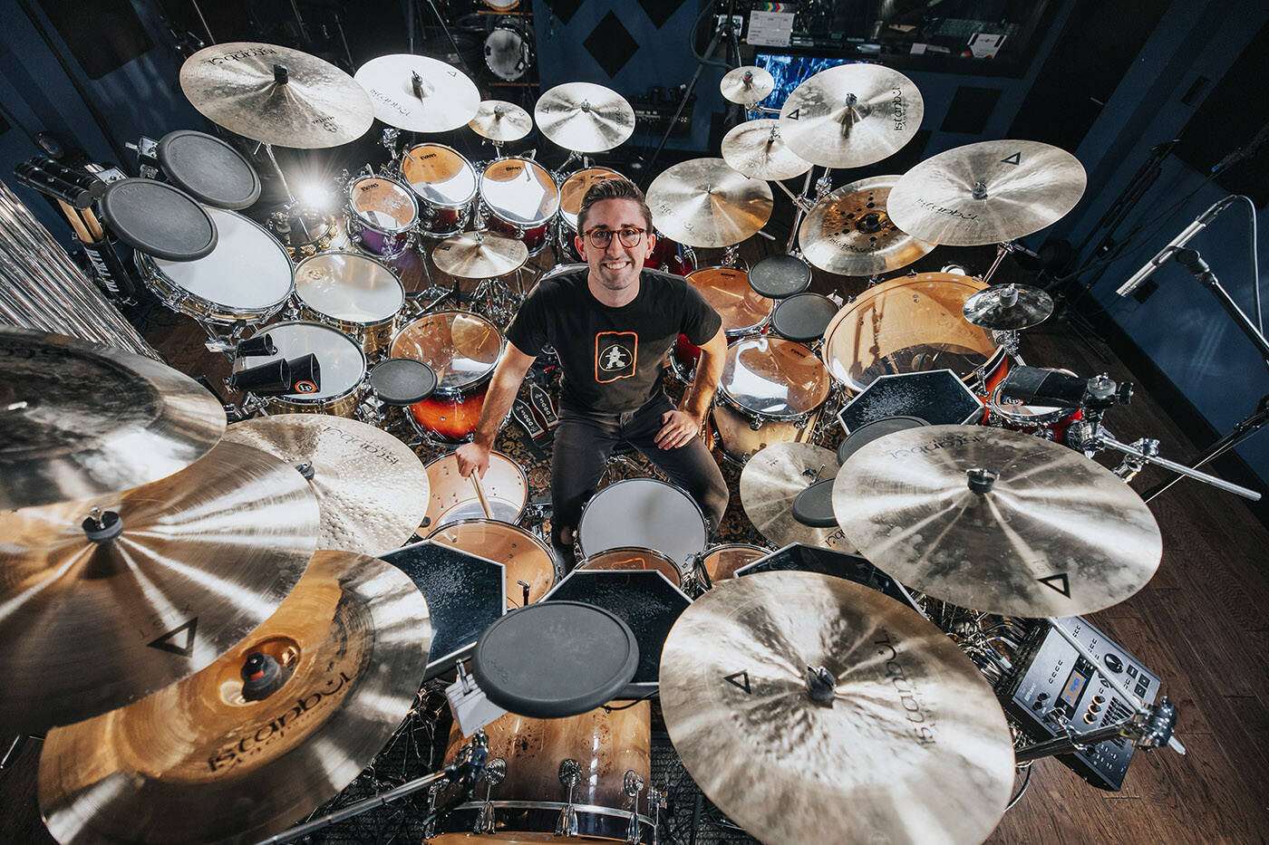 Chilliwack drummer Brandon Toews put together a 24-minute video where he plays every single Rush song released in chronological order. Here he is with his drum setup. (Laura Scotten/ Drumeo)