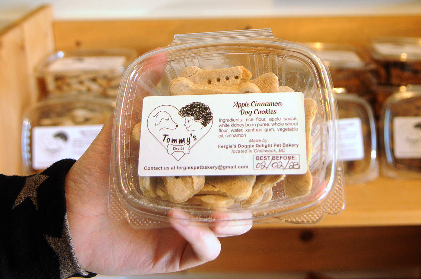 Fifty per cent of the proceeds from Ryder Newhouse聮s dog treats will be donated to BC and Alberta Guide Dogs. (Jenna Hauck/ Chilliwack Progress)