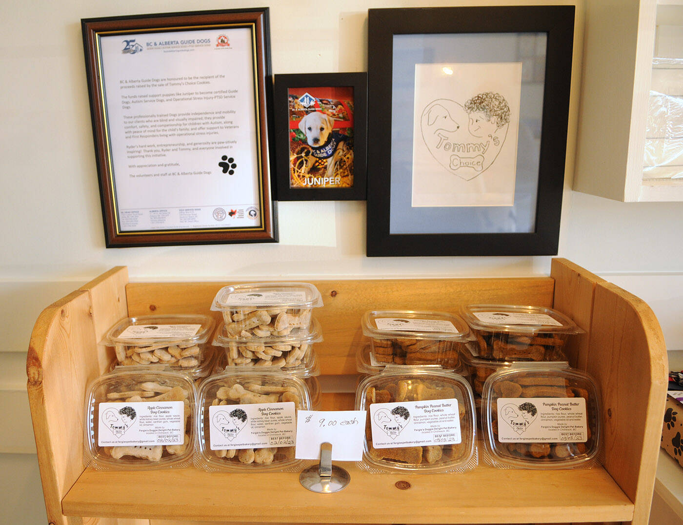 Fifty per cent of the proceeds from Ryder Newhouse聮s dog treats will be donated to BC and Alberta Guide Dogs. (Jenna Hauck/ Chilliwack Progress)