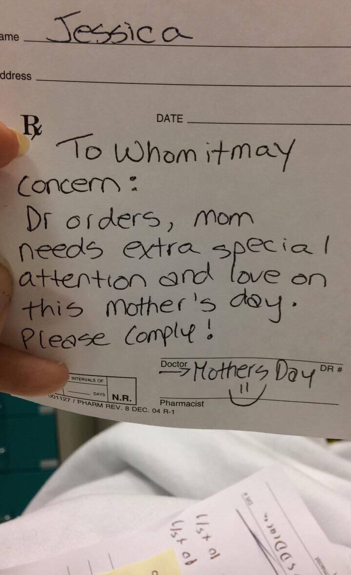 A note from a nurse, unsigned, to my family in May of 2018. (Jessica Peters/Abbotsford 亚洲天堂)
