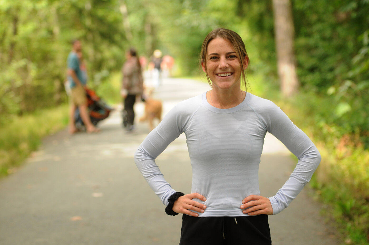 Kalyn Head of Chilliwack is doing a 100-kilometre birthday ultra marathon on July 23 to mark her 25th birthday, all while raising money for Special Olympics British Columbia. She is seen here near Vedder Park in Chilliwack on July 9, 2022. (Jenna Hauck/ Chilliwack Progress)