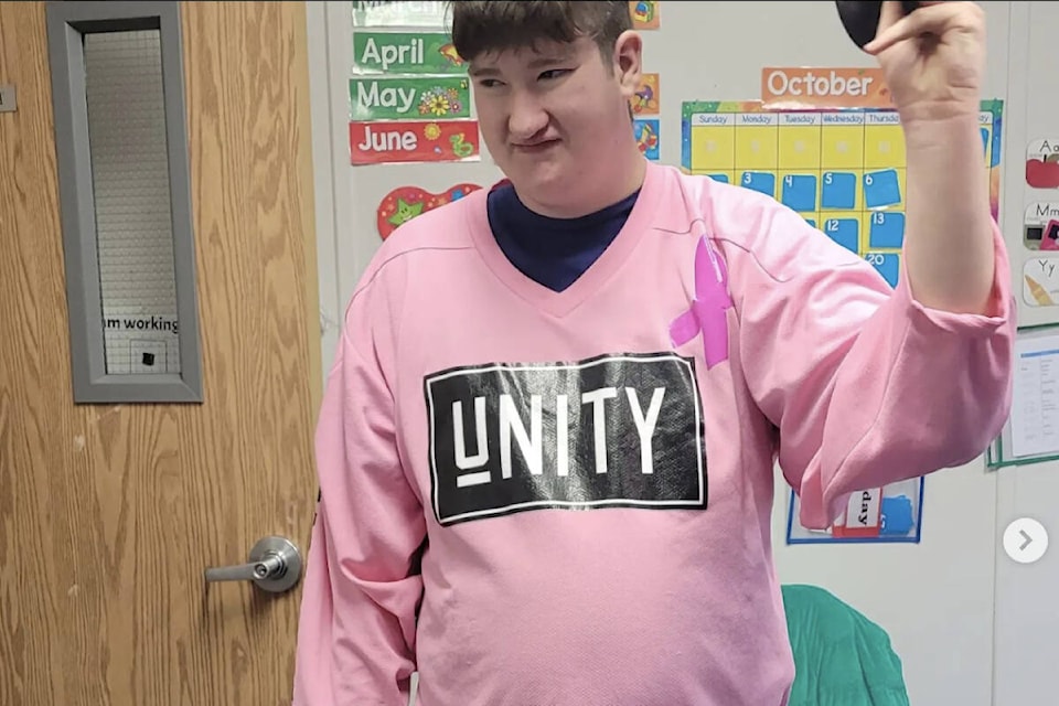 Hans Best, 18, of Smithers dresses up as Cody Call from C+ Rodeos in Williams Lake for Halloween. (Lissa Bradley photo)