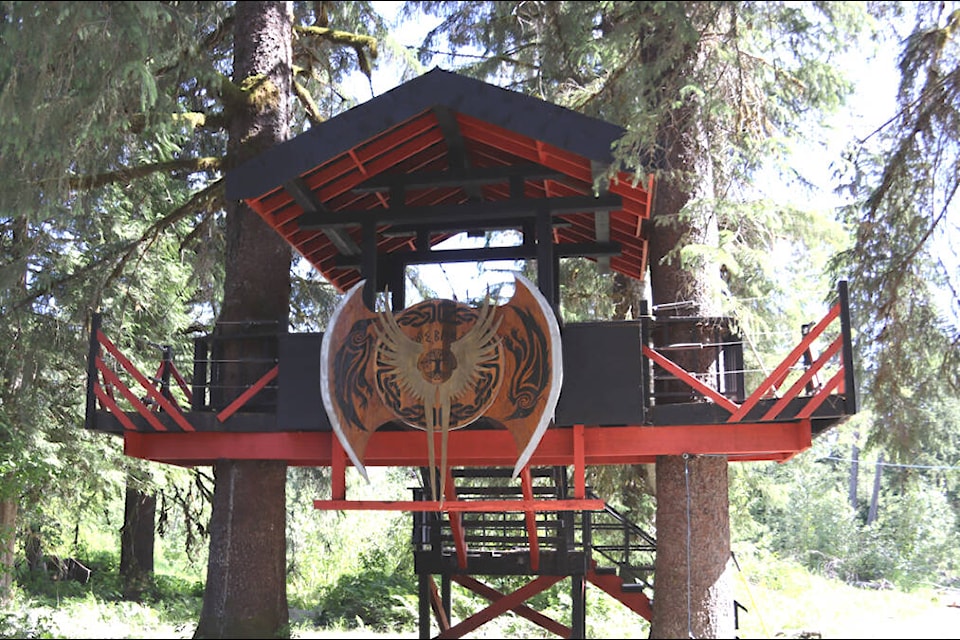 One of three stages at the ValhallaFest grounds during set up on June 11. (Hunter Wild/The Northern Sentinel)