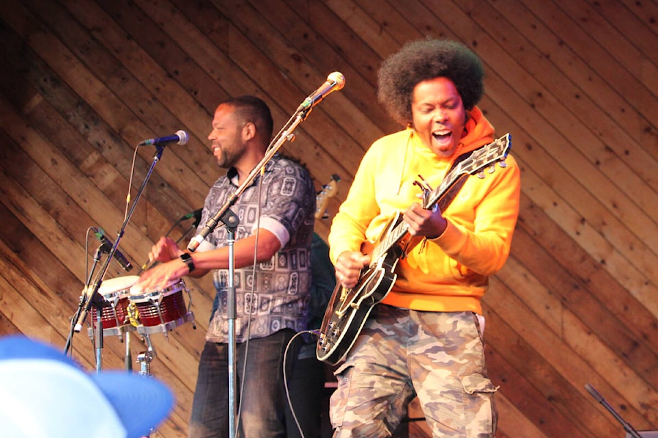 Alex Cuba, shown here with twin brother Adonis Puentes on bongos, headlined the Saturday night show during the 40th Midsummer Music Festival in Smithers June 30 to July 2. (Thom Barker/Black Press Media)