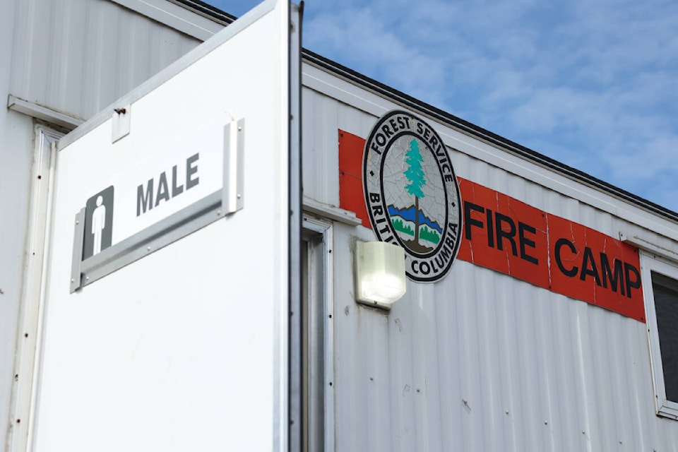 Male washrooms of B.C. Wildfire Service officers inside their fire camp site at Babine Road in Burns Lake on July 19, 2023 (Saddman Zaman/Lakes District News photos)