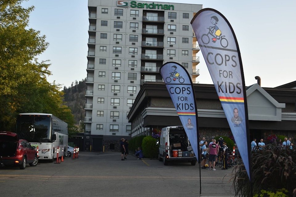 The Cops for Kids annual charity ride started in Kelowna on Friday, Sept. 8 and is going around the southeast of B.C. to raise money for kids dealing with a medical, physical or traumatic crisis. (Jordy Cunningham/Capital ) The Cops for Kids annual charity ride started in Kelowna on Friday, Sept. 8 and is going around the southeast of B.C. to raise money for kids dealing with a medical, physical or traumatic crisis. (Jordy Cunningham/Capital ) The Cops for Kids annual charity ride started in Kelowna on Friday, Sept. 8 and is going around the southeast of B.C. to raise money for kids dealing with a medical, physical or traumatic crisis. (Jordy Cunningham/Capital ) The Cops for Kids annual charity ride started in Kelowna on Friday, Sept. 8 and is going around the southeast of B.C. to raise money for kids dealing with a medical, physical or traumatic crisis. (Jordy Cunningham/Capital )