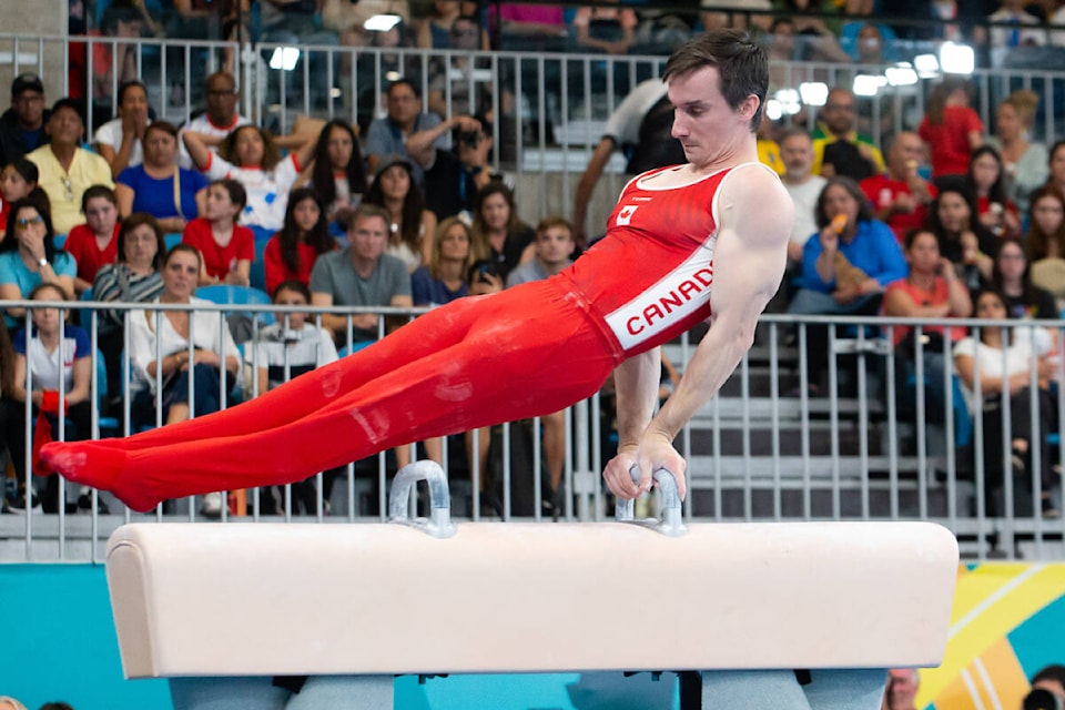 Zachary Clay performs on Pommel during the Artistic Gymnastics Apparatus Final at the Santiago 2023 Pan American Games. (Santiago2023 Daniel Lea)