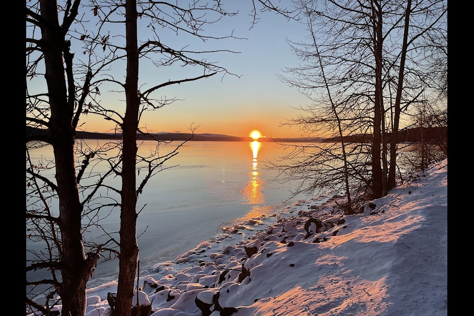 Brad Thompson, owner of Nadina Lake Lodge, captured this spectacular photo of a sunset on Francois Lake on Feb. 4 Although  Lake has been experiencing a cold snap, Francois Lake remains ice free.