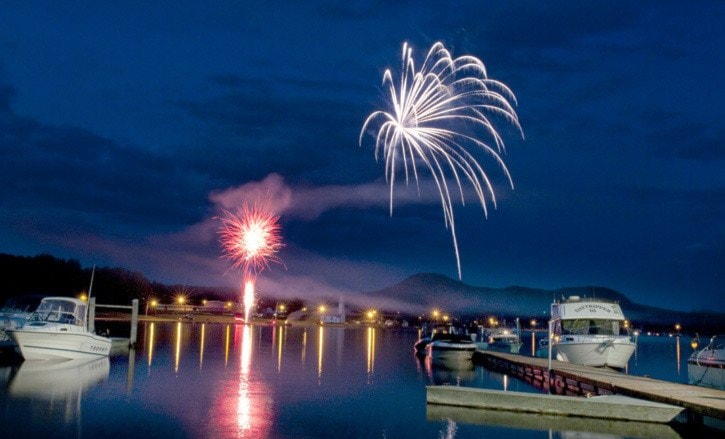 Fireworks lit up the sky over Stuart Lake on Aboriginal Day in Fort St. James.