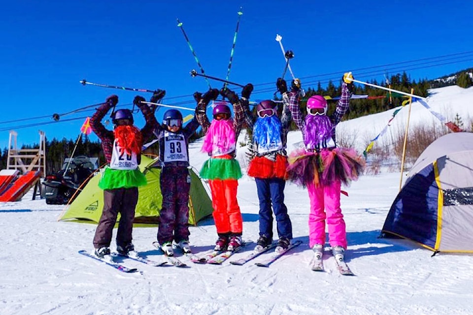 Norah Shute, Maya McCutcheon, Leila Gingrich, Kyleigh Martin, Reace Kosmick take part in the annual Mount Everest Challenge at Murray Ridge Skill Hill and Terrain Park. (Photo submitted)