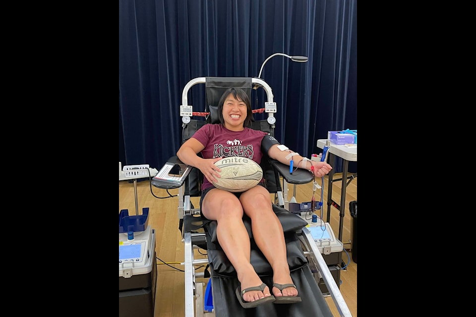 Natalie Nguyen of the Comox Valley Kickers donated blood. 