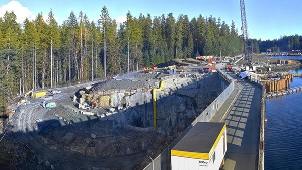 A view of the construction from the John Hart Dam.