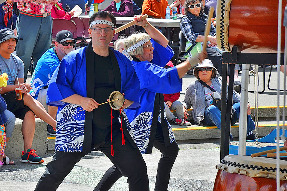 The Uminari Taiko Drummers entertained the audience at the Japanese Cultural Fair at Spirit Square on Saturday. Photo by Alistair Taylor/Campbell River Mirror