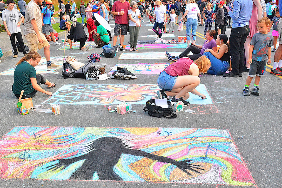 Lots of great artworks were created during the Chalk Art Festival on SHopper’s Row on Wednesday. Photo by Alistair Taylor/Campbell River Mirror