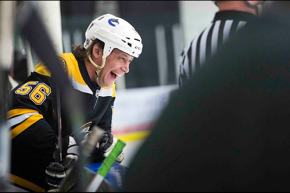 Moe Lemay reacts after scoring a goal. Photo by Marissa Tiel/Campbell River Mirror