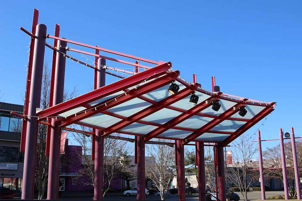 The city endorsed the idea of removing the glass on the Spirit Square stage structure. Photo by Marc Kitteringham, Campbell River Mirror