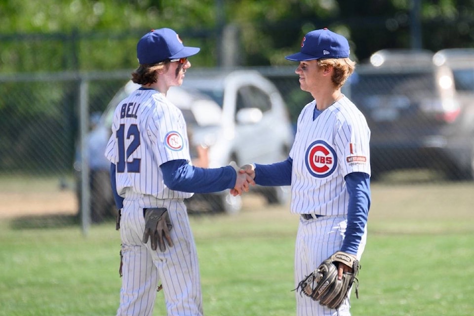 Cameron Bell (l-r) and Landon Bowers during the Cub’s second game against the Township BlueSox at Nunns Creek Park on July 10.