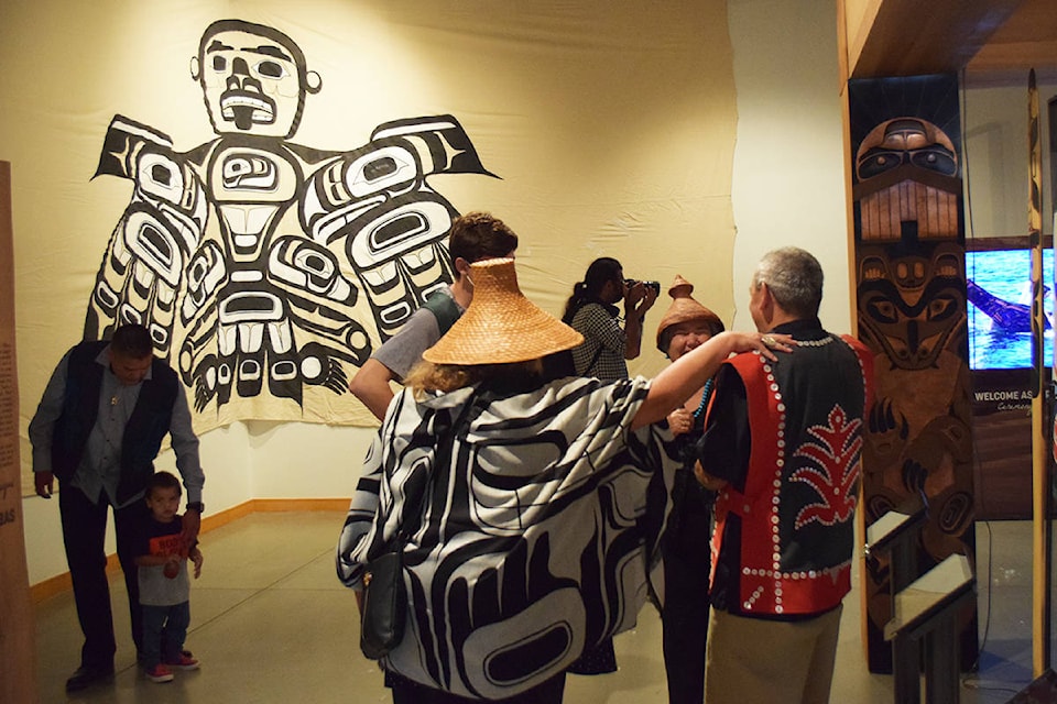 The opening of the Sacred Journeys exhibit at the Museum of Campbell River was a chance for many to catch up. Ronan O’Doherty/ Campbell River Mirror