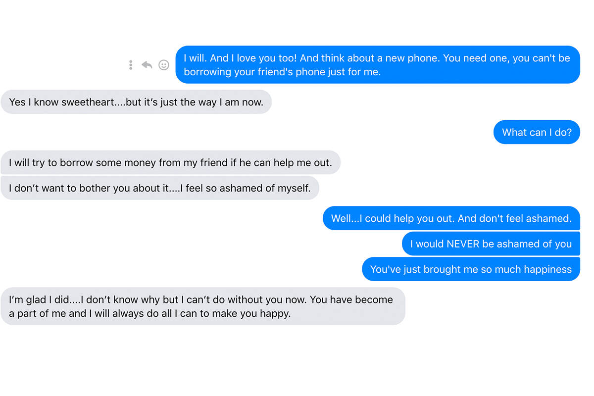Sent to Andrea DeMeer Oct. 13, six days after first contact with scammer.Sent to Andrea DeMeer Oct. 13, six days after first contact with scammer.