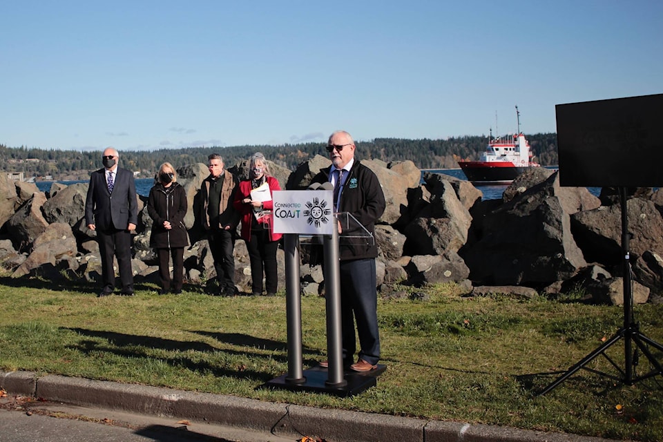 SRD Chair and Gold River mayor Brad Unger speaks at the launch event. Photo by Marc Kitteringham / Campbell River Mirror