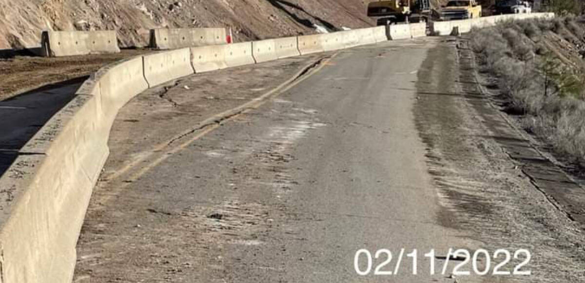 This photo taken on Feb 11, 2022 shows cracks forming in the roadway. (Bill Paul photo)