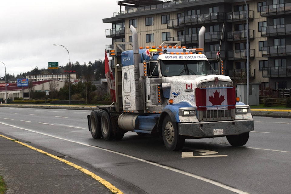 The first truck to reach Campbell River after a long drive up the coast. Photo by Ronan O’Doherty/ Campbell River Mirror