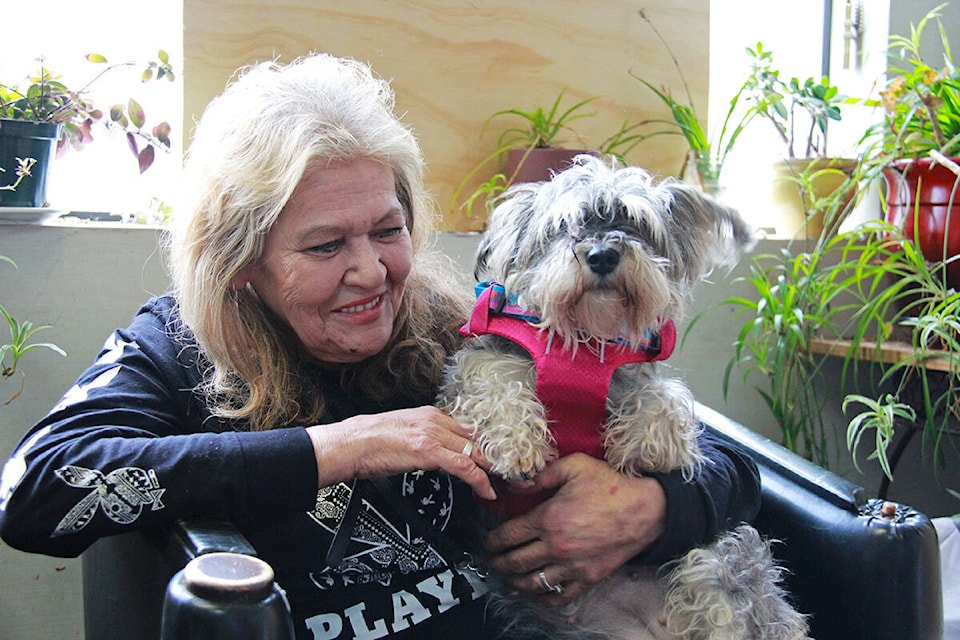 Vancouver Area Network of Drug Users president Lorna Bird says her dog Joy can tell when someone is overdosing. (Jane Skrypnek/News Staff)